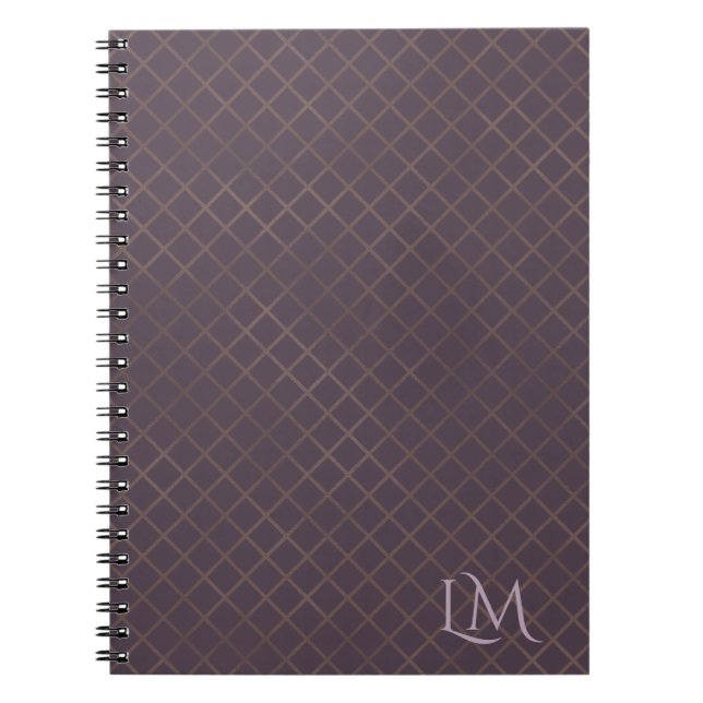 Minimalist Monogram Gold & Berry Taupe  Notebook (Front)