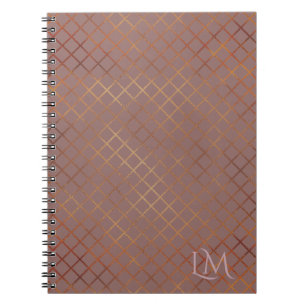 Minimalist Monogram Gold & Dark Rose Taupe Notebook