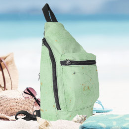 Minimalist Monogram Gold Sage Green Aeroplane Sling Bag