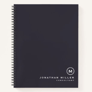 Minimalist Monogram Indigo Blue Notebook
