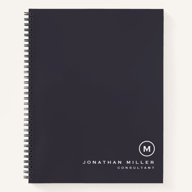 Minimalist Monogram Indigo Blue Notebook (Front)
