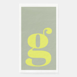 Minimalist Monogram Initial Bold Sage Chartreuse Napkin