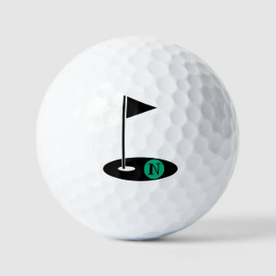 Minimalist Monogram Initial Golf Flag Hole Balls