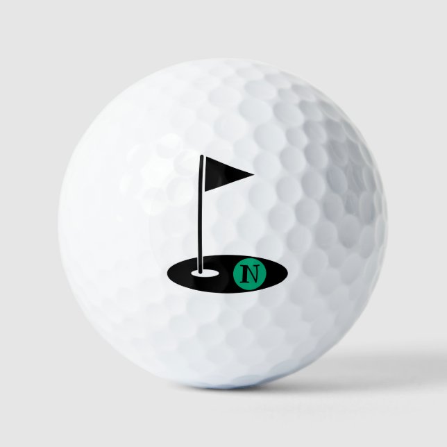 Minimalist Monogram Initial Golf Flag Hole Balls (Front)