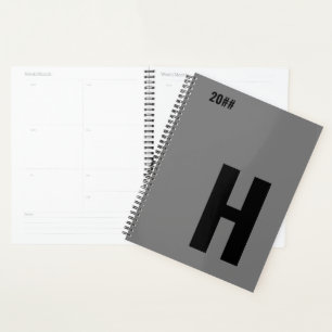 Minimalist Monogram Initial Grey Black 2022 Planner