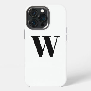 Minimalist monogram initial letter black white iPhone 13 pro case