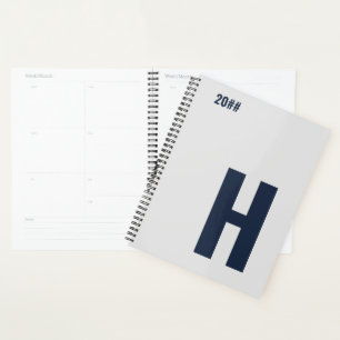 Minimalist Monogram Initial Silver Grey Blue 2022 Planner