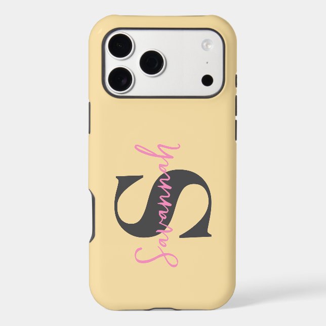 Minimalist Monogram Initial with Pink Script Name (Back)