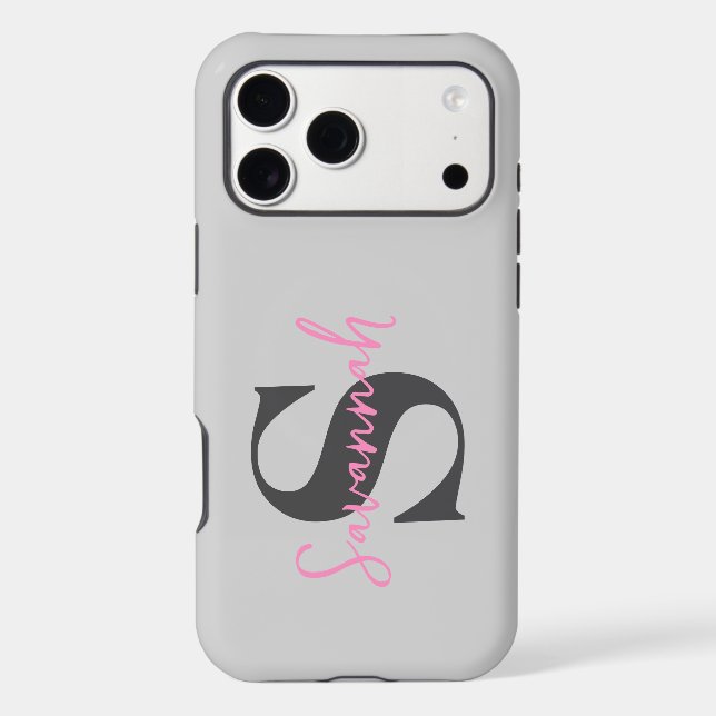 Minimalist Monogram Initial with Pink Script Name (Back)