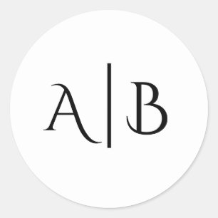 Minimalist Monogram Initials AB Classic Round Sticker