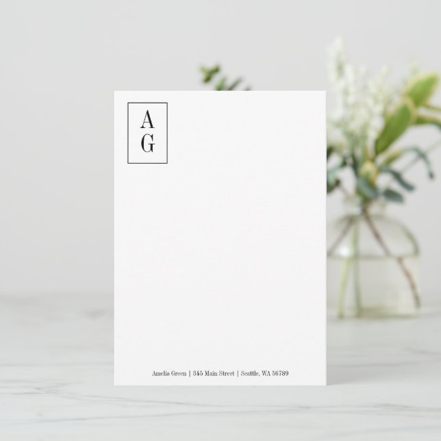 Minimalist Monogram Initials Address Professional Card (Standing Front)