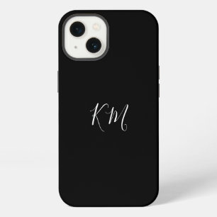 Minimalist monogram initials black Phone Case