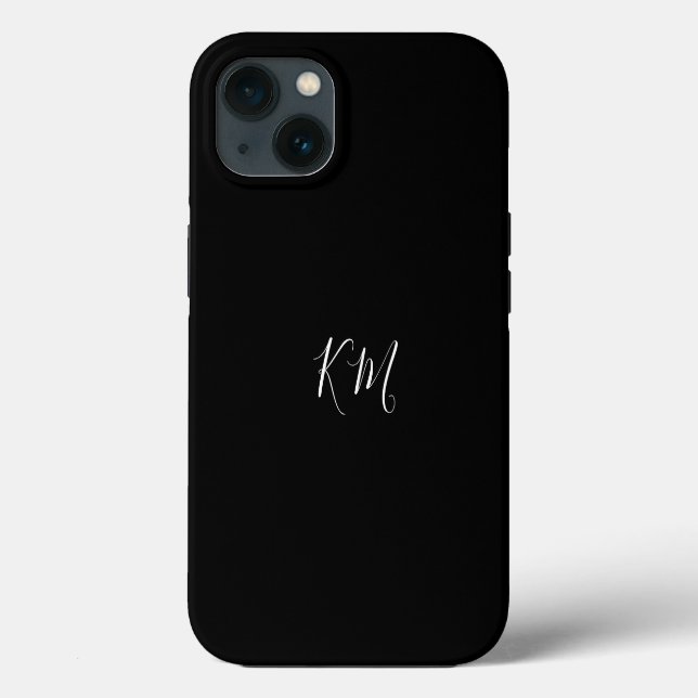 Minimalist monogram  initials black Phone Case (Back)