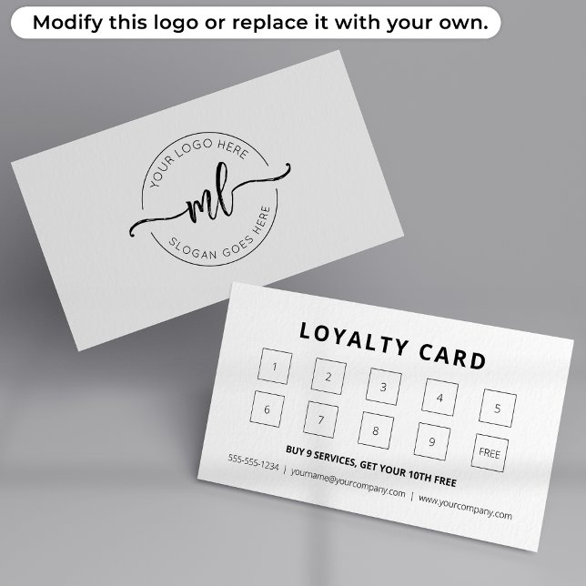 Minimalist Monogram Initials Business Logo Loyalty Card (Creator Uploaded)