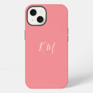 Minimalist monogram initials pink Phone Case