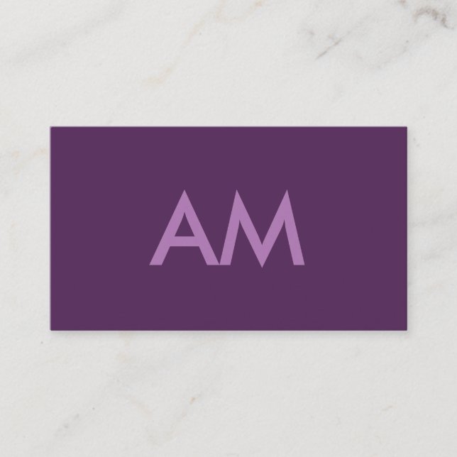 Minimalist Monogram Lavender Violet Background Business Card (Front)