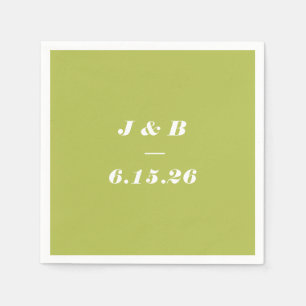 Minimalist Monogram Lime Chartreuse Wedding Custom Napkin