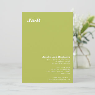 Minimalist Monogram Lime Chartreuse Wedding Invitation
