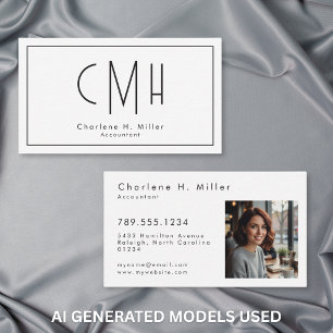 Minimalist Monogram Modern Photo Professional Business Card