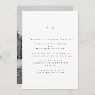 Minimalist Monogram Modern Type Photo Wedding Invitation