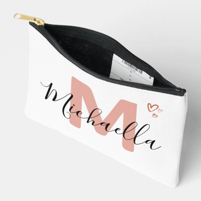 Minimalist Monogram Name Girl's Script Accessory Pouch (Open)