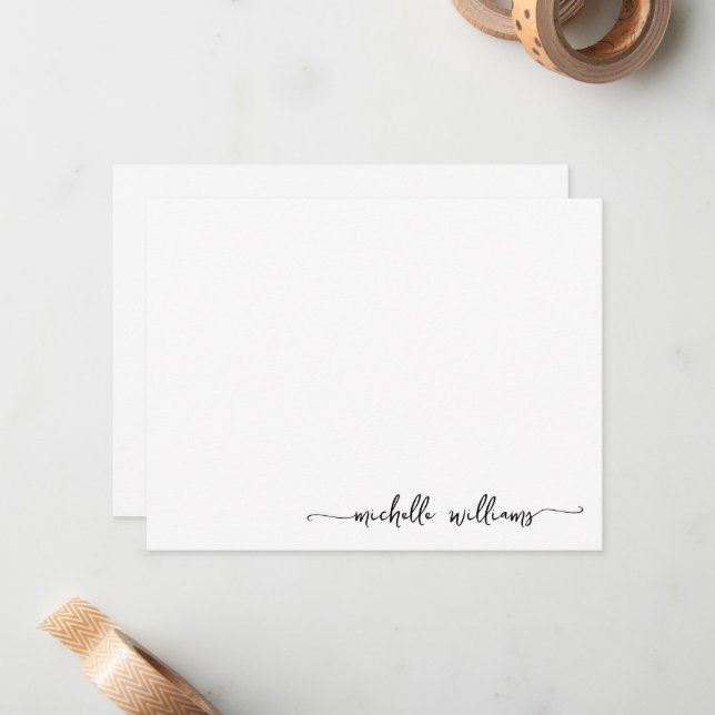 Minimalist Monogram Name Stylish Signature Script  Card (Front/Back In Situ)
