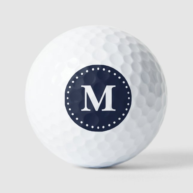 Minimalist Monogram Navy Blue White Golf Balls (Front)