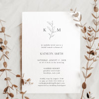 Minimalist Monogram Olive Leaf Bridal Brunch