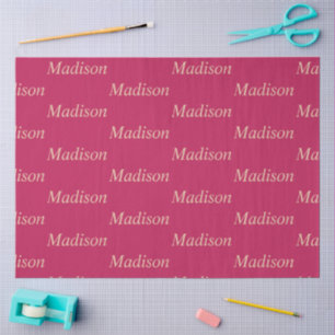 Minimalist monogram on rosewood pink tissue paper