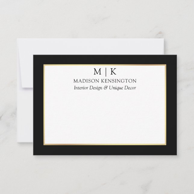 Minimalist Monogram or Add Logo Business Black Card (Front)