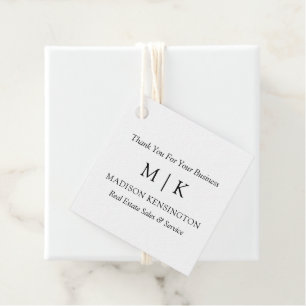 Minimalist Monogram or Add Logo Business Favour Tags