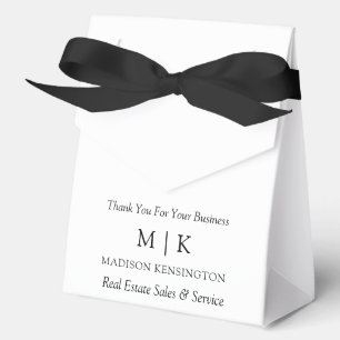 Minimalist Monogram or Add Logo Business Ribbon Favour Box