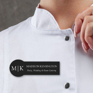 Minimalist Monogram or Add Logo Business Rounded Name Tag