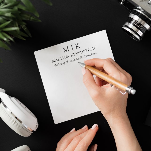 Minimalist Monogram or Add Logo Business Square Card (Customize to change text size, style or background color.)