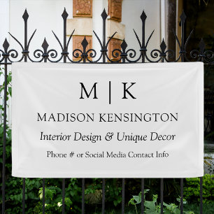 Minimalist Monogram or Add Logo Outdoor Business Banner