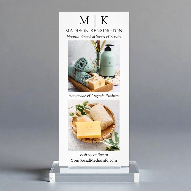 Minimalist Monogram or Add Logo Photo Business  Rack Card (Customize to change text size, color or to add more text or photos to back of card.)