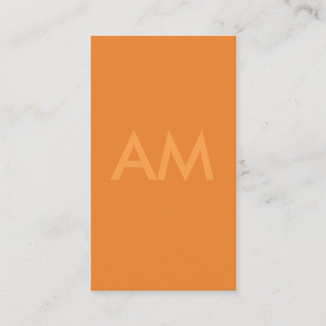 Minimalist Monogram Orange Business Card (Front)