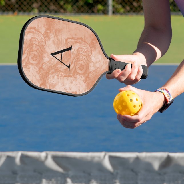 Minimalist Monogram Orange Wood Grain  Pickleball Paddle (Insitu)