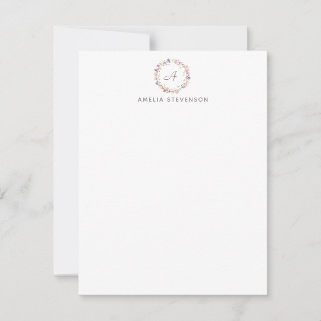 Minimalist Monogram Pastel Floral Personalised  Card (Front)