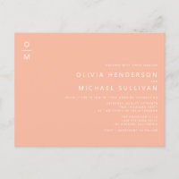 Minimalist Monogram Peach QR Code Wedding