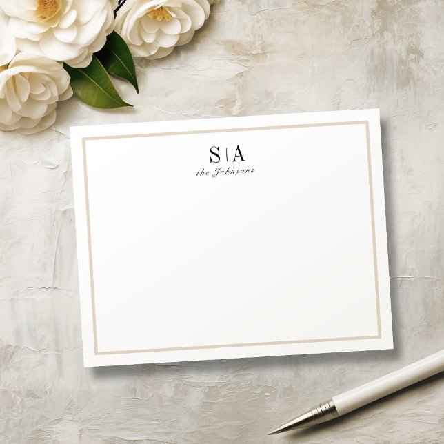 Minimalist monogram personalised Stationery Card (Minimalist monogram personalized Stationery Note Card)