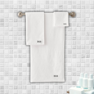 Minimalist Monogram Personalised White Bath Towel Set
