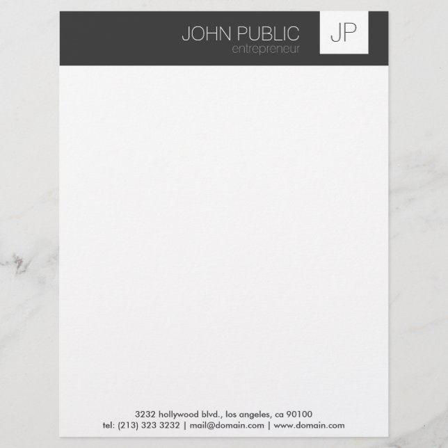 Minimalist Monogram Personalized Letterhead (Front)