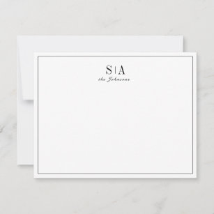 Minimalist monogram personalized Stationery Card