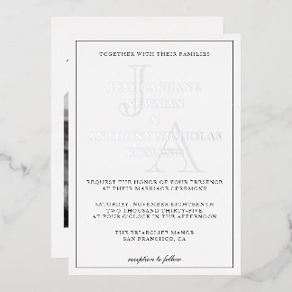 Minimalist Monogram Photo Wedding Foil Invitation