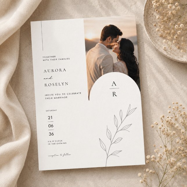 Minimalist Monogram Photo Wedding Invitation (Creator Uploaded)
