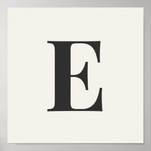 Minimalist Monogram Poster   Grey & Ivory Initial 