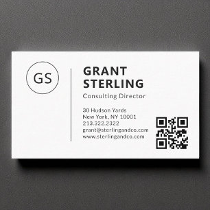 Minimalist Monogram Professional QR Code Business Card