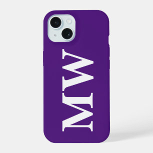 Minimalist Monogram Purple Initial Stylish Modern iPhone 15 Case