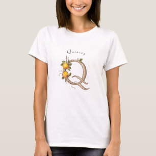 Minimalist Monogram Q: Quince Flowers & Vines T-Shirt